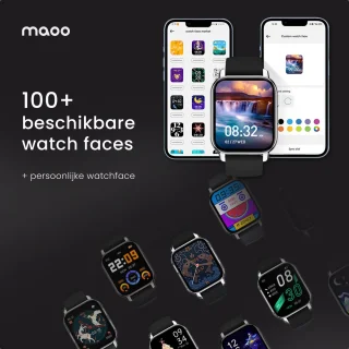 Maoo Amplify 2 Smartwatch Zwart Siliconen & Milanese Band