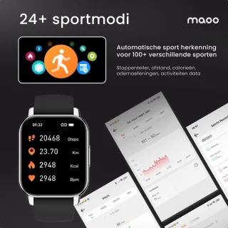 Maoo Amplify 2 Smartwatch Zwart Siliconen & Milanese Band