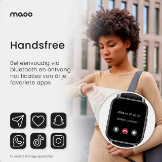 Maoo Amplify 2 Smartwatch Zwart Siliconen & Milanese Band