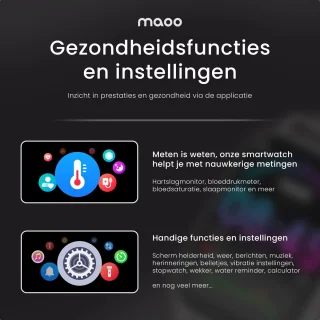 Maoo Amplify 2 Smartwatch Zwart Siliconen & Milanese Band