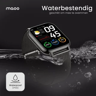 Maoo Amplify 2 Smartwatch Zwart Siliconen & Milanese Band