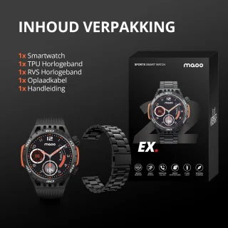 Maoo Explorer Outdoor Smartwatch Heren Zwart Stainless Steel & TPU
