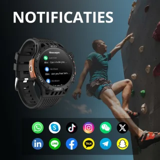 Maoo Explorer Outdoor Smartwatch Heren Zwart Stainless Steel & TPU