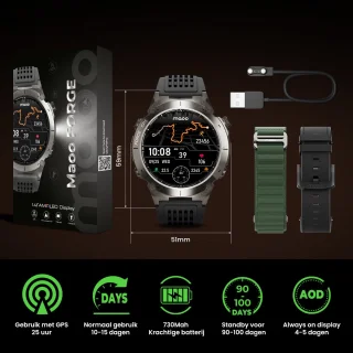 Maoo FORGE GPS Smartwatch Heren Gun Metal 1.43" AMOLED