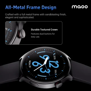 Maoo GTR Serie 2 Smartwatch Heren - Zwart - Stainless Steel & TPU Bandje