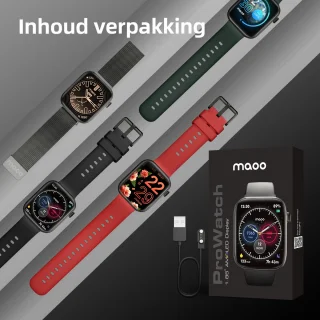 Maoo ProWatch AMOLED Smartwatch Gun Metal met Milanese en Siliconen Bandjes