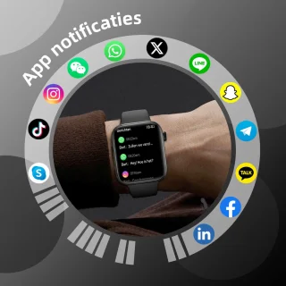 Maoo ProWatch AMOLED Smartwatch Gun Metal met Milanese en Siliconen Bandjes