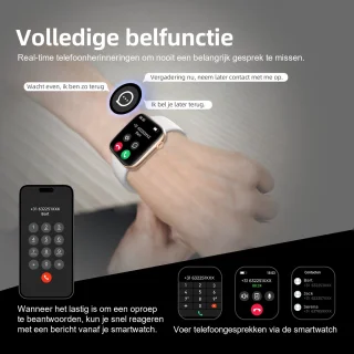 Maoo ProWatch AMOLED Smartwatch Gun Metal met Milanese en Siliconen Bandjes