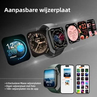 Maoo ProWatch AMOLED Smartwatch Gun Metal met Milanese en Siliconen Bandjes