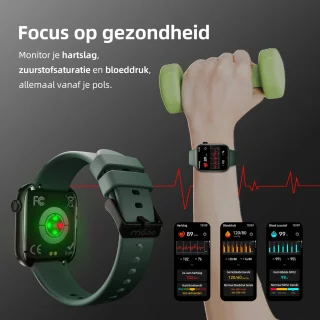 Maoo ProWatch AMOLED Smartwatch Gun Metal met Milanese en Siliconen Bandjes