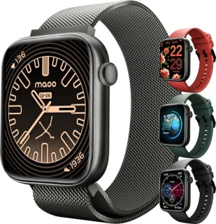 Maoo ProWatch AMOLED Smartwatch Gun Metal met Milanese en Siliconen Bandjes