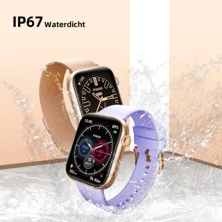 Maoo ProWatch AMOLED Smartwatch Rosé Goud met Milanese en Siliconen Bandjes