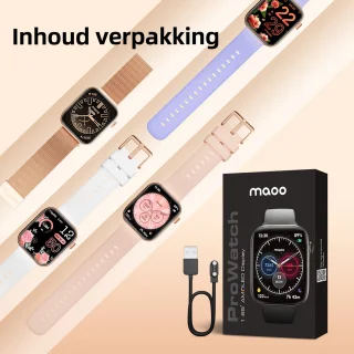 Maoo ProWatch AMOLED Smartwatch Rosé Goud met Milanese en Siliconen Bandjes