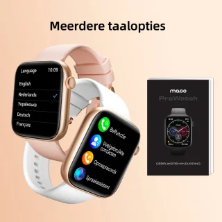 Maoo ProWatch AMOLED Smartwatch Rosé Goud met Milanese en Siliconen Bandjes