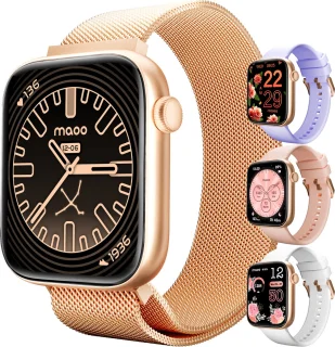 Maoo ProWatch AMOLED Smartwatch Rosé Goud met Milanese en Siliconen Bandjes