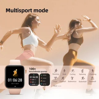 Maoo ProWatch AMOLED Smartwatch Rosé Goud met Milanese en Siliconen Bandjes