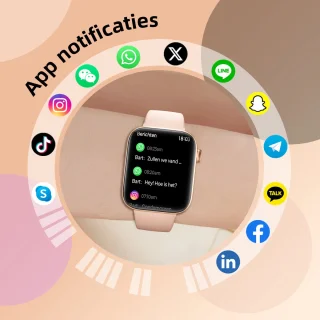 Maoo ProWatch AMOLED Smartwatch Rosé Goud met Milanese en Siliconen Bandjes
