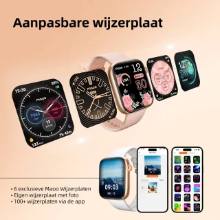 Maoo ProWatch AMOLED Smartwatch Rosé Goud met Milanese en Siliconen Bandjes
