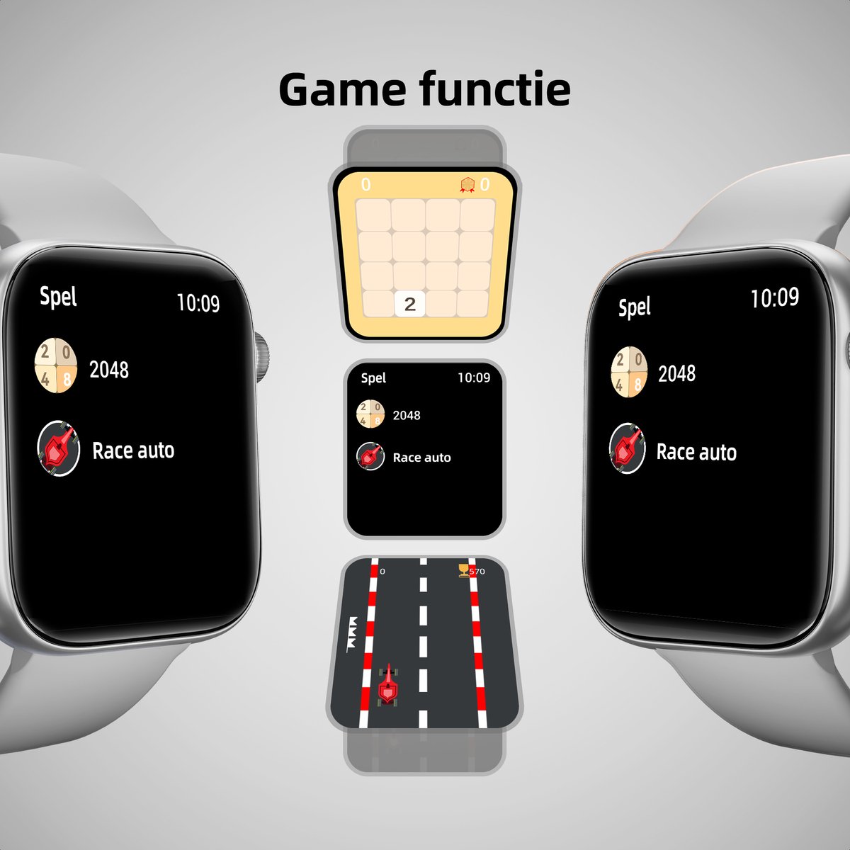 Maoo ProWatch AMOLED Smartwatch Zilver met Milanese Bandje en Siliconen Bandjes
