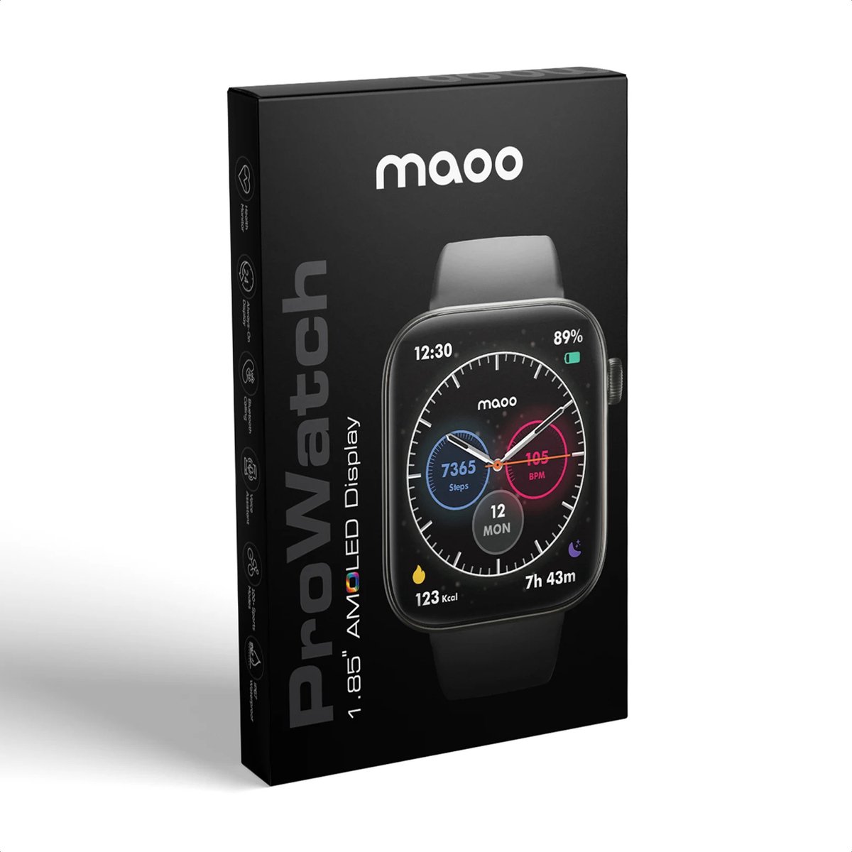Maoo ProWatch AMOLED Smartwatch Zilver met Milanese Bandje en Siliconen Bandjes