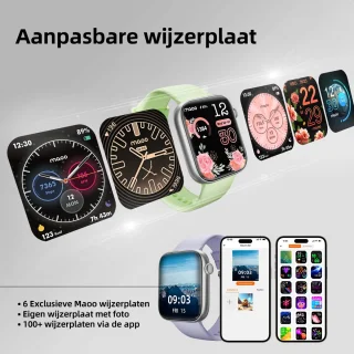 Maoo ProWatch AMOLED Smartwatch Zilver met Milanese Bandje en Siliconen Bandjes