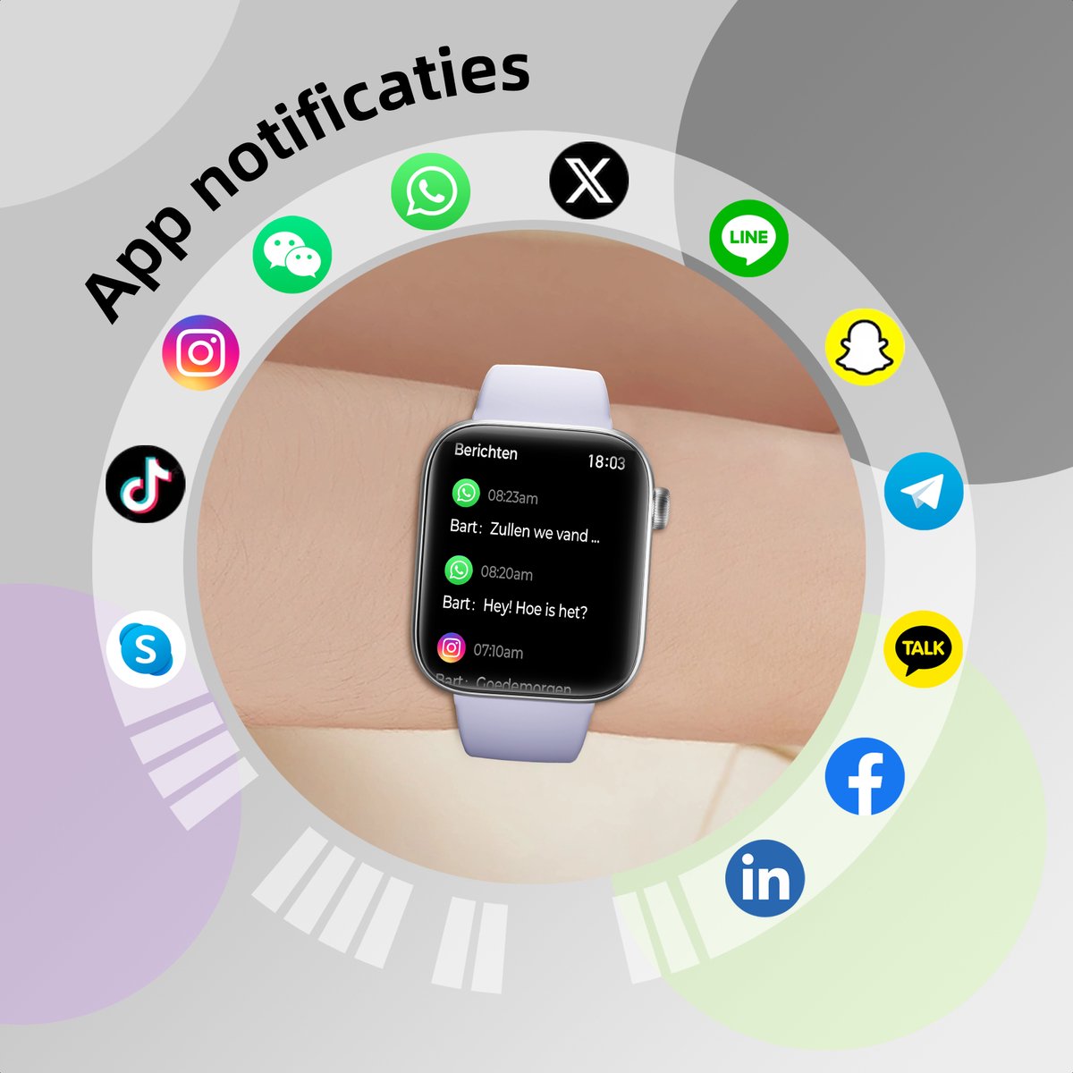 Maoo ProWatch AMOLED Smartwatch Zilver met Milanese Bandje en Siliconen Bandjes