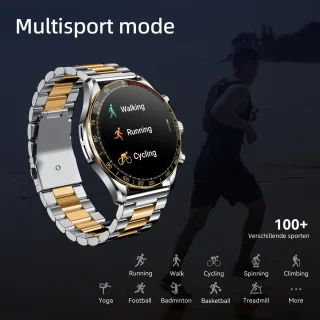Maoo Titan AMOLED Smartwatch Heren Special Edition Stainless Steel Zilver Goud