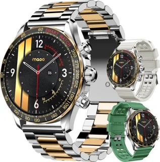 Maoo Titan AMOLED Smartwatch Heren Special Edition Stainless Steel Zilver Goud