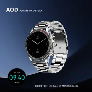 Maoo Titan AMOLED Smartwatch Heren Stainless Steel Zilver