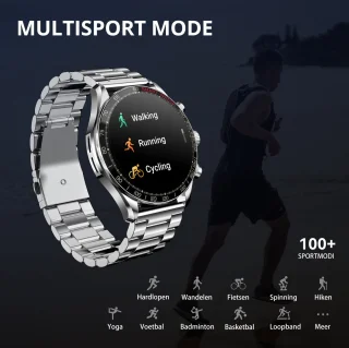 Maoo Titan AMOLED Smartwatch Heren Stainless Steel Zilver