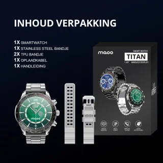 Maoo Titan AMOLED Smartwatch Heren Stainless Steel Zilver