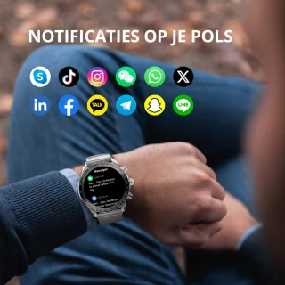 Maoo Titan AMOLED Smartwatch Heren Stainless Steel Zilver