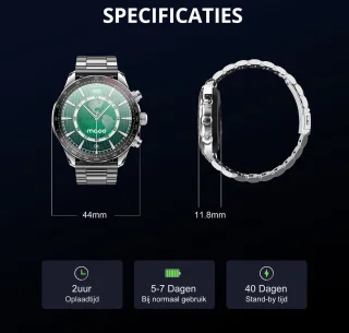 Maoo Titan AMOLED Smartwatch Heren Stainless Steel Zilver