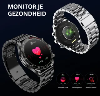 Maoo Titan AMOLED Smartwatch Heren Zwart Stainless Steel