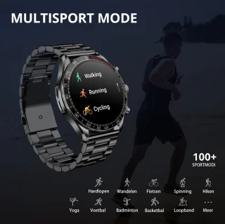 Maoo Titan AMOLED Smartwatch Heren Zwart Stainless Steel