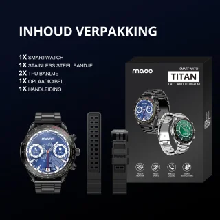 Maoo Titan AMOLED Smartwatch Heren Zwart Stainless Steel