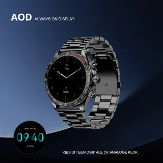 Maoo Titan AMOLED Smartwatch Heren Zwart Stainless Steel