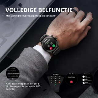 Maoo Titan AMOLED Smartwatch Heren Zwart Stainless Steel