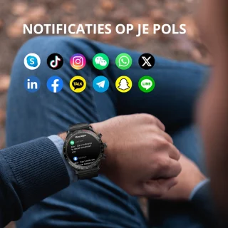 Maoo Titan AMOLED Smartwatch Heren Zwart Stainless Steel