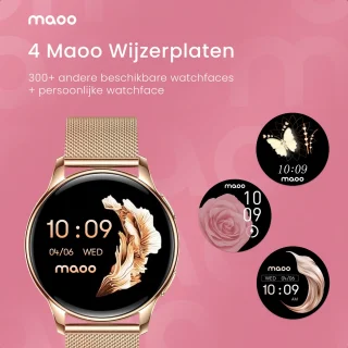 Maoo Ventura AMOLED Smartwatch Dames Rosé Goud