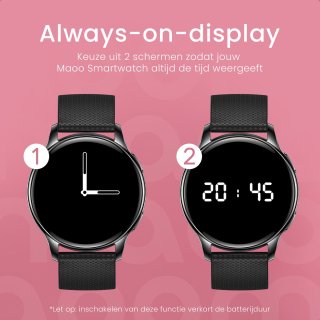 Maoo Ventura AMOLED Smartwatch Dames Zwart RVS