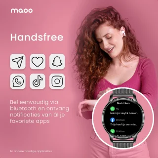 Maoo Ventura AMOLED Smartwatch Dames Zwart RVS