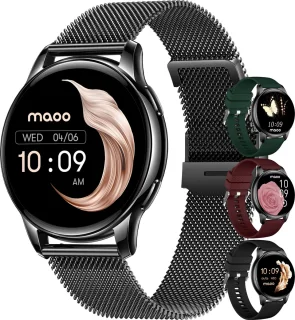Maoo Ventura AMOLED Smartwatch Dames Zwart RVS