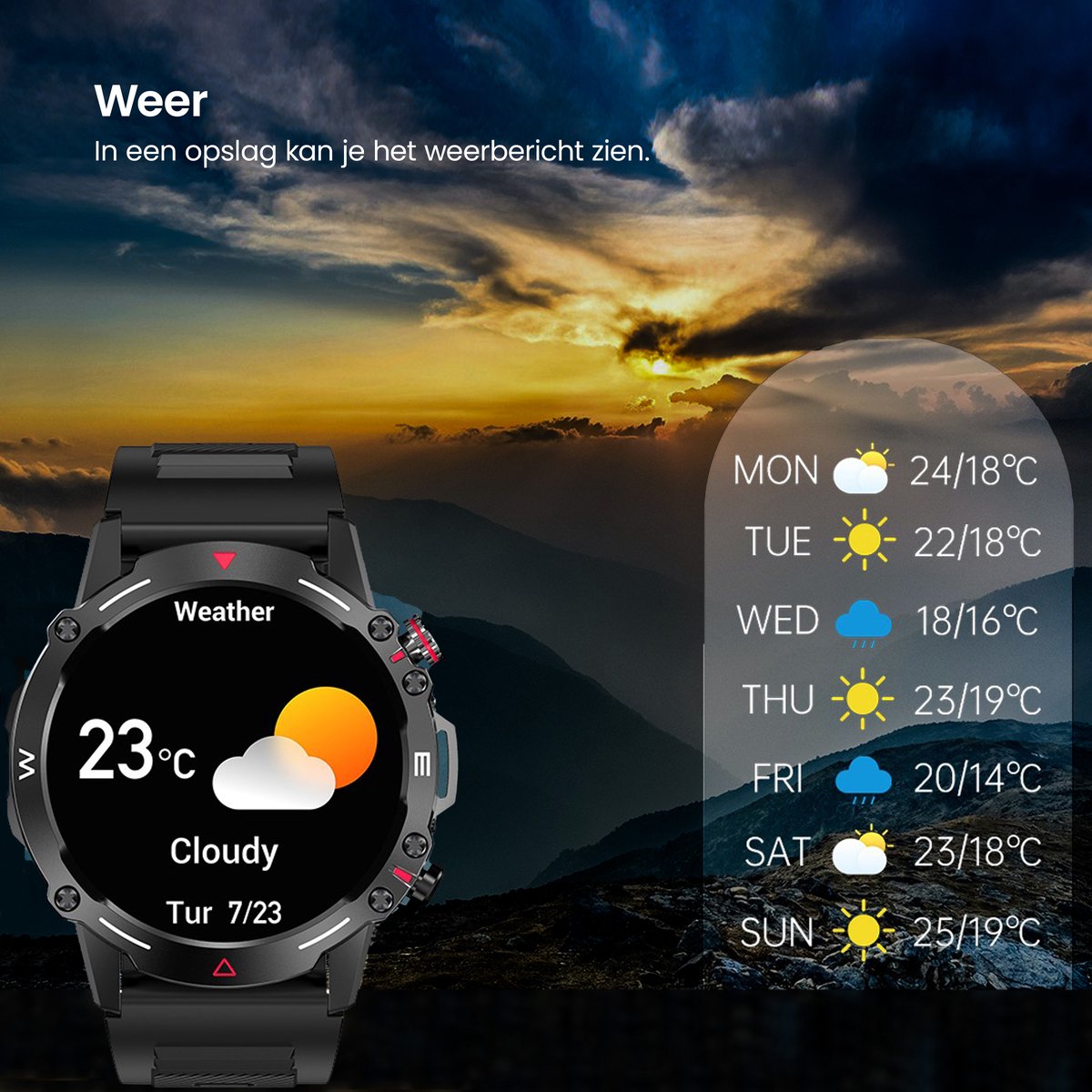 Mawiva Tech HK87 Smartwatch Zwart