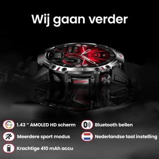 Mawiva Tech HK87 Smartwatch Zwart