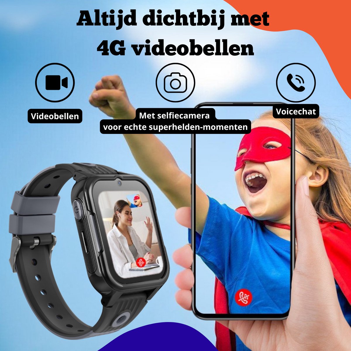 Maxikids Smartwatch Kind 4G GPS Horloge Met Simkaart