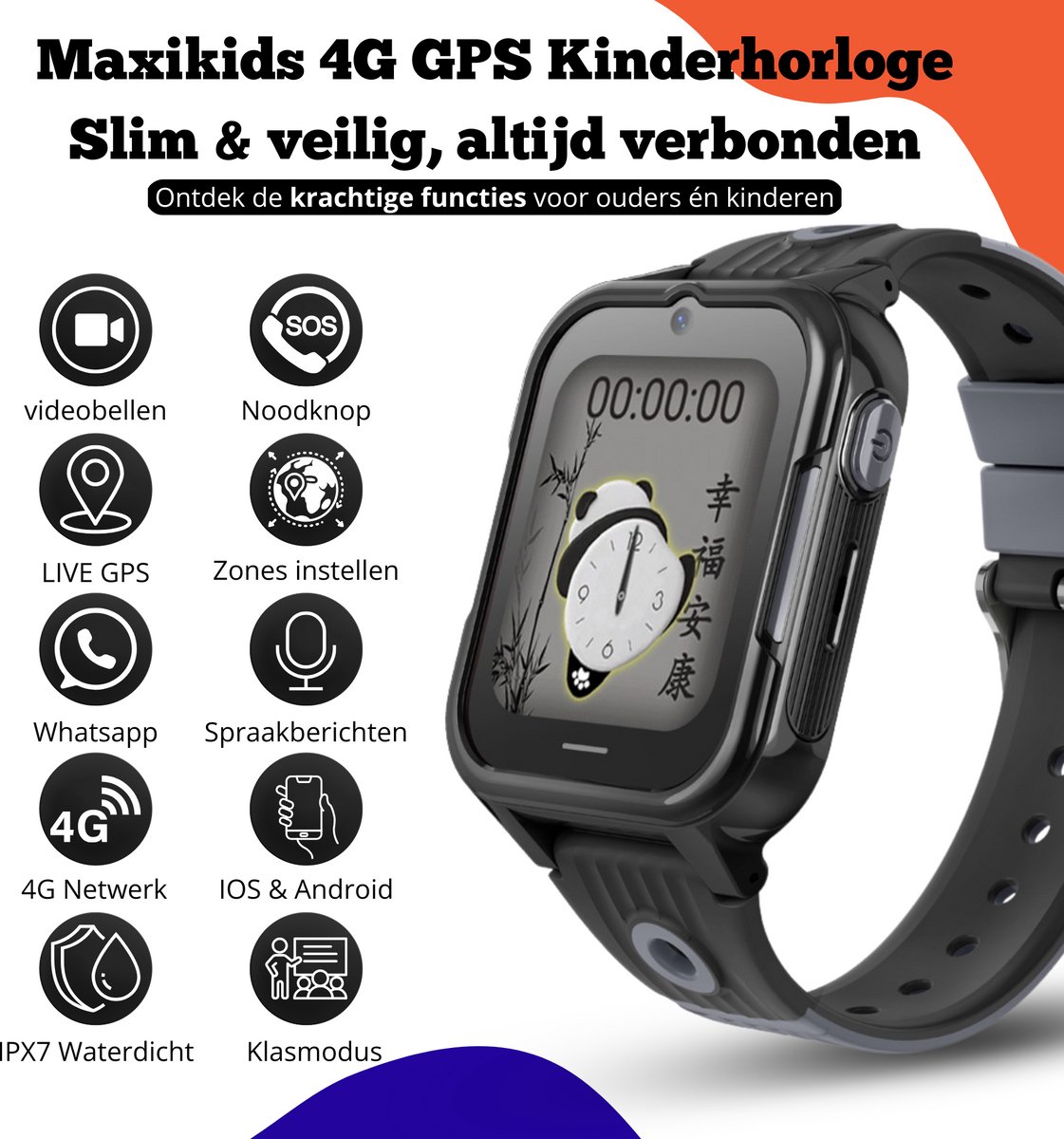 Maxikids Smartwatch Kind 4G GPS Horloge Met Simkaart