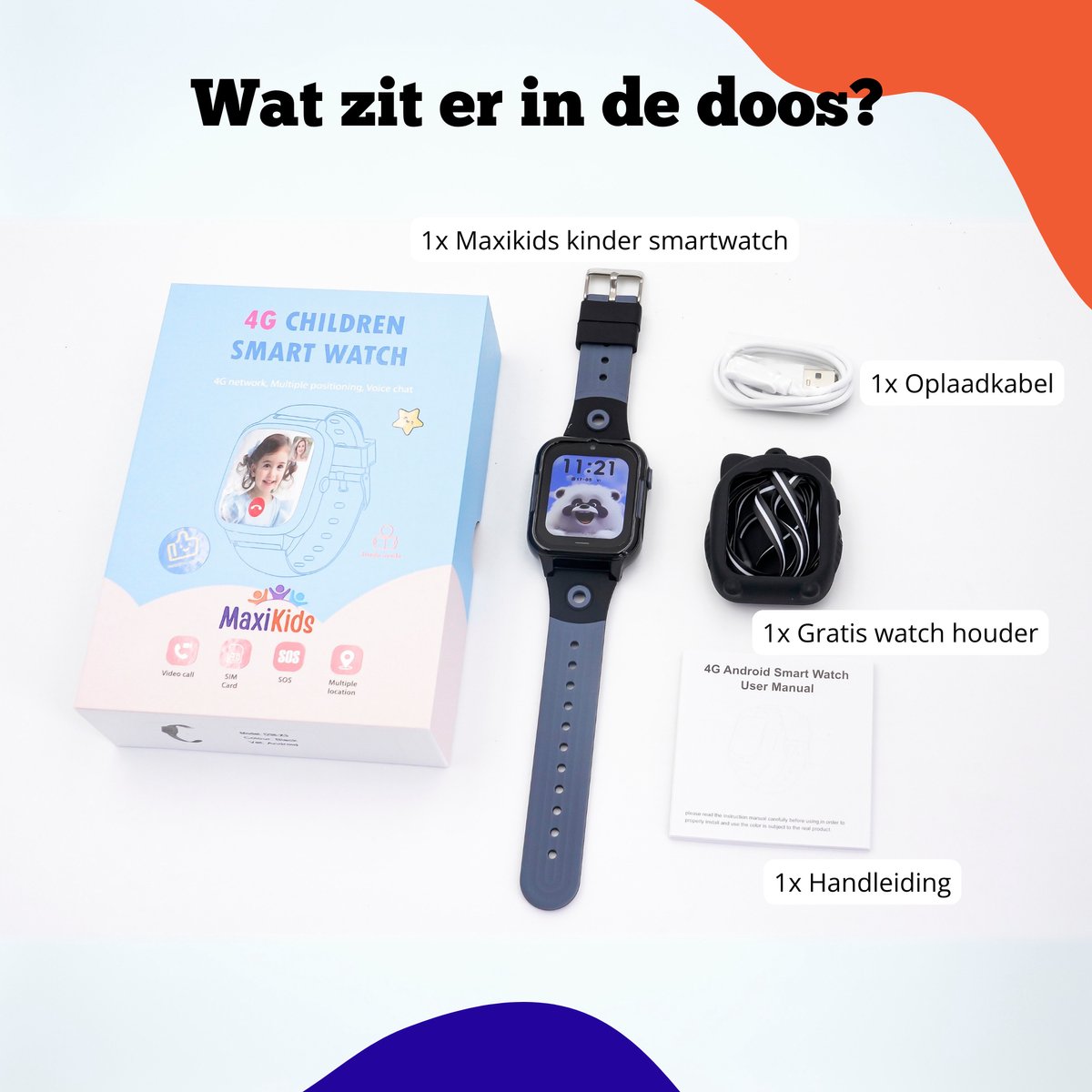 Maxikids Smartwatch Kind 4G GPS Horloge Met Simkaart
