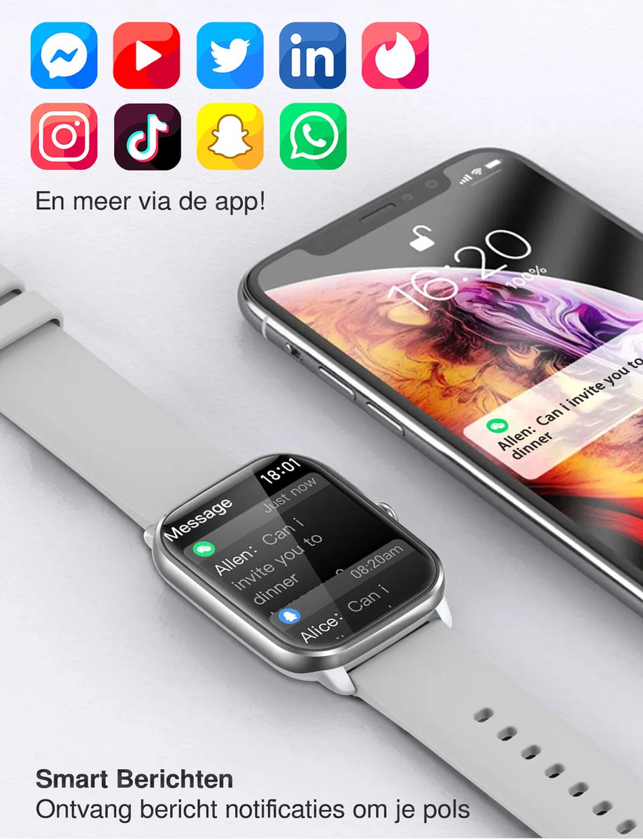 MineralBlack Quint Smartwatch Unisex 1.9" Full HD Touchscreen