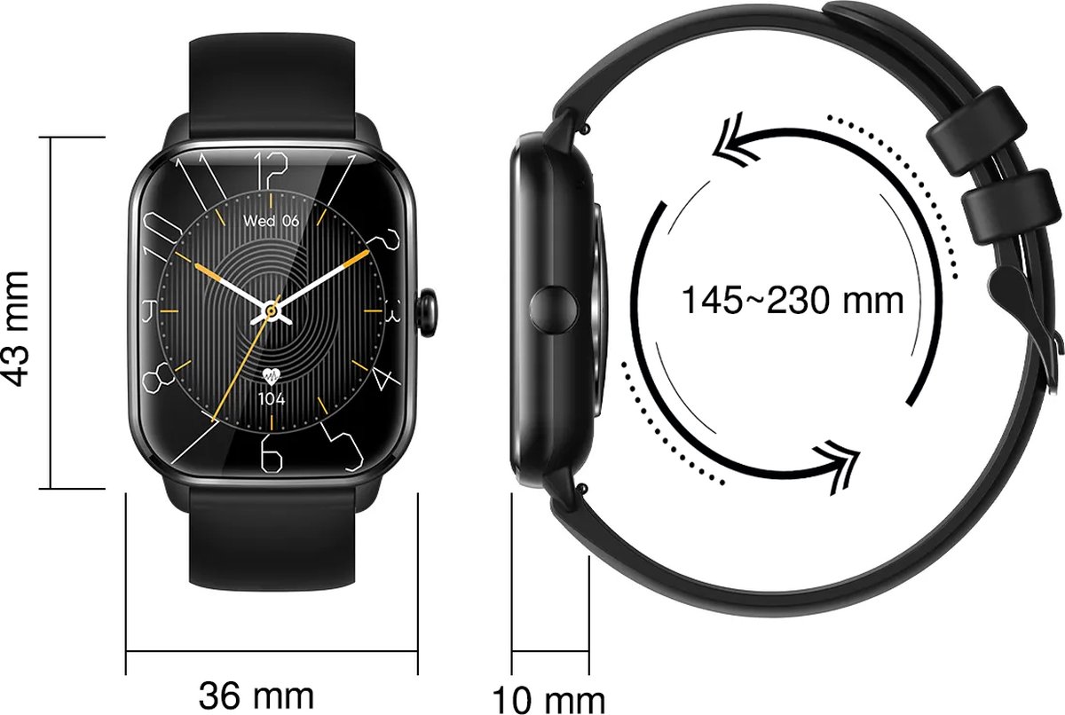 MineralBlack Quint Smartwatch Unisex 1.9" Full HD Touchscreen
